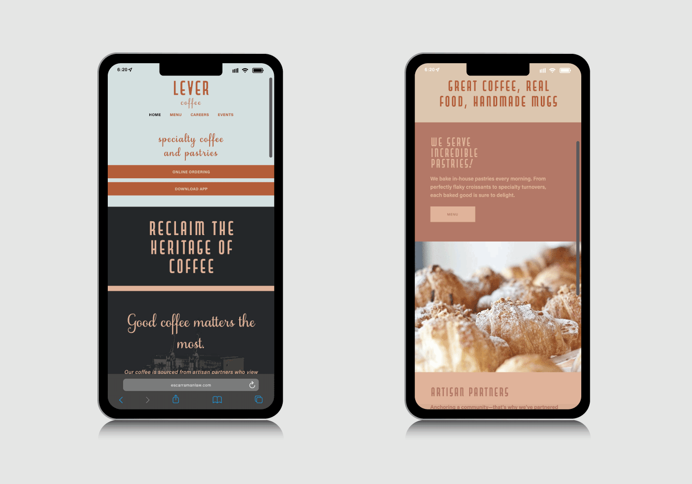 Lever Coffee Mobile Website